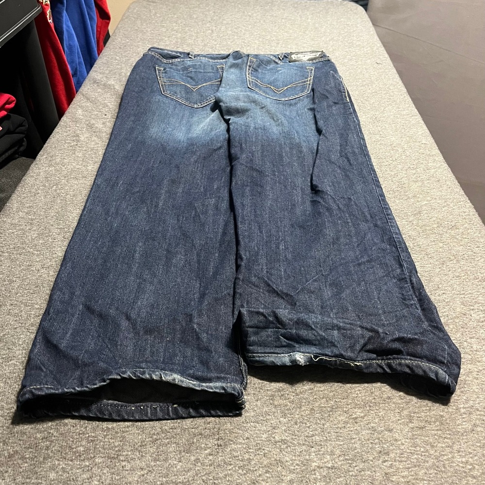 Flying Machine Mens 38x31 Baggy Wide Leg Jeans Whiskered Comfort Justin Denim